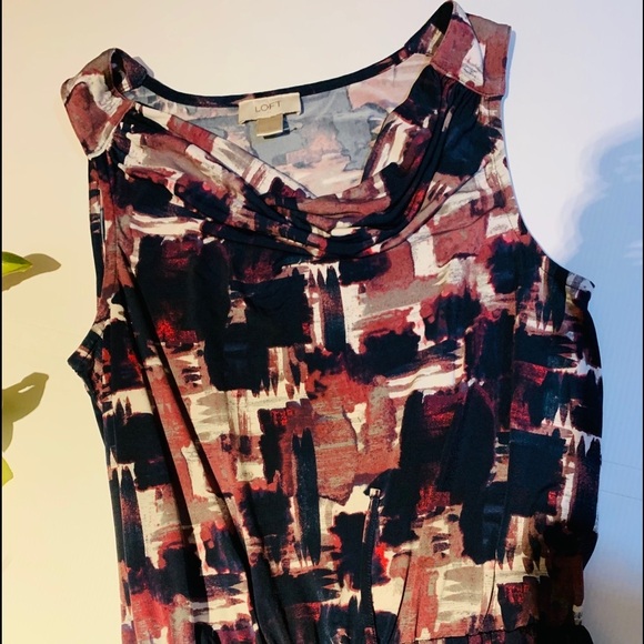 Loft navy print dress size S - Picture 2 of 8